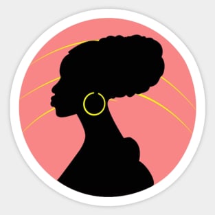 Big Curly Afro Natural Hair Black Woman Sticker